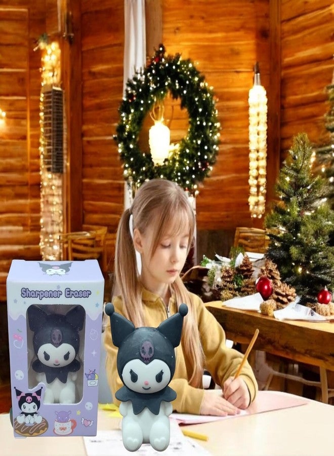 Crafty Cuddle Cute 2-in-1 Eraser and Sharpener for Kids & Students | Unique Stationery | Soft & Fun | Pack of 2 - Ideal Birthday Return Gift (Kuromi) - Image 5